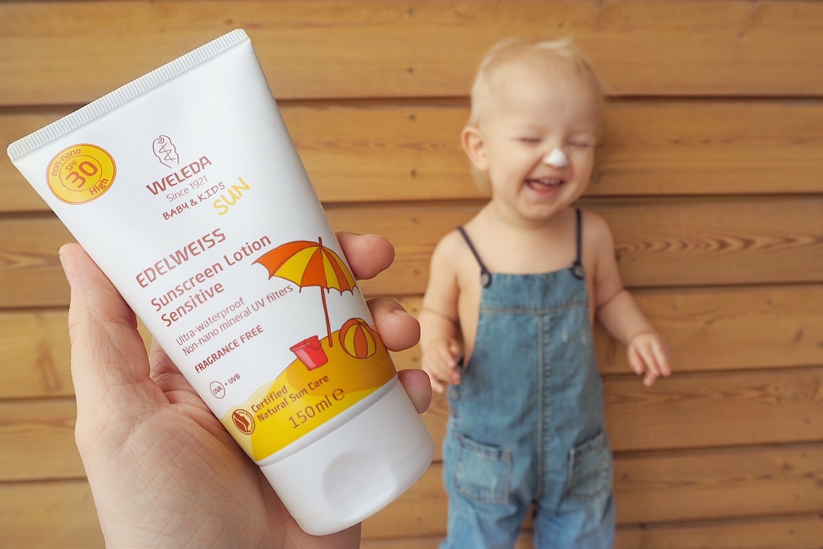 Weleda Edelweiss lasten aurinkorasva Mutsimedian testissä